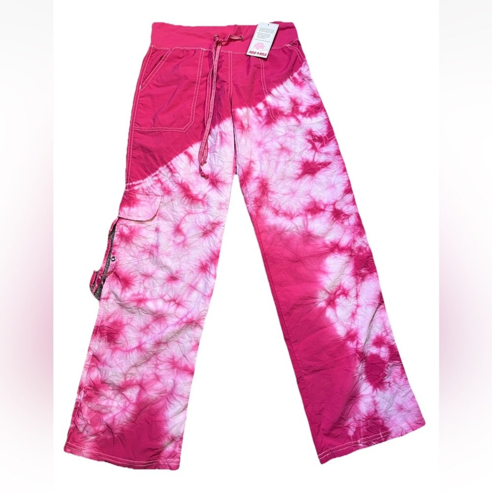 Vintage 1990s High Waist Pants Ladies Pink Tie‎ Dye Y2K OOC